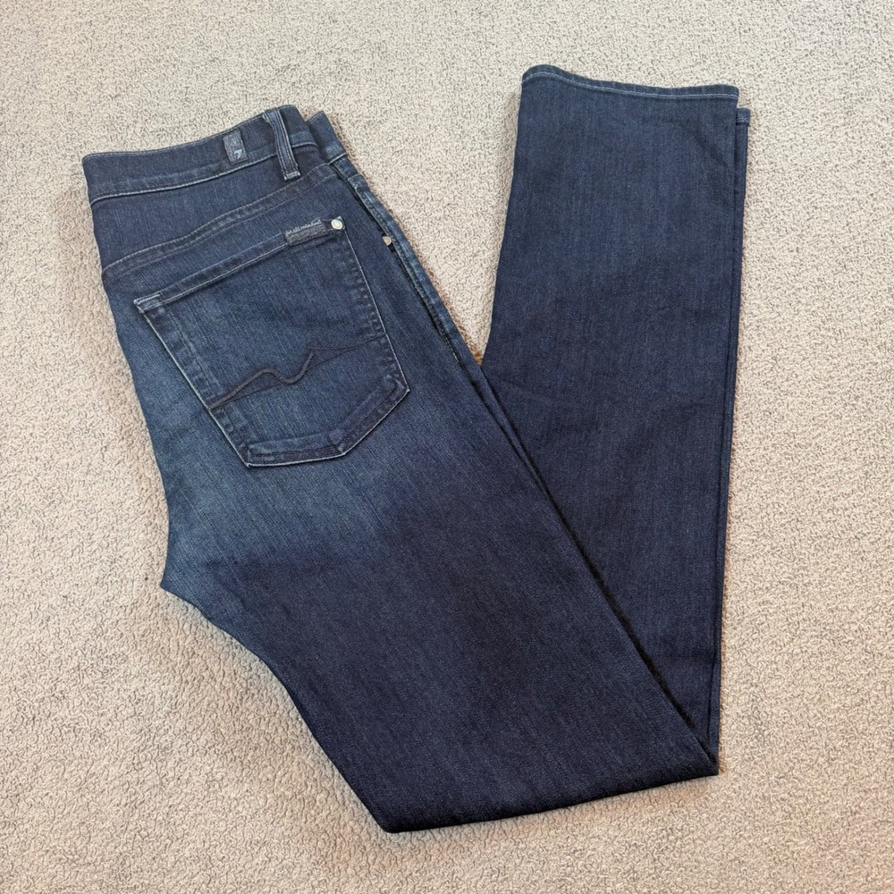 7 For All Mankind Slimmy Mens Dark Wash Slim Fit Jeans Size 31x34 ATA511834A